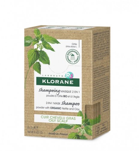 Klorane Shampooing Masque In Powder Form with Nettle and Clay 8x3gr